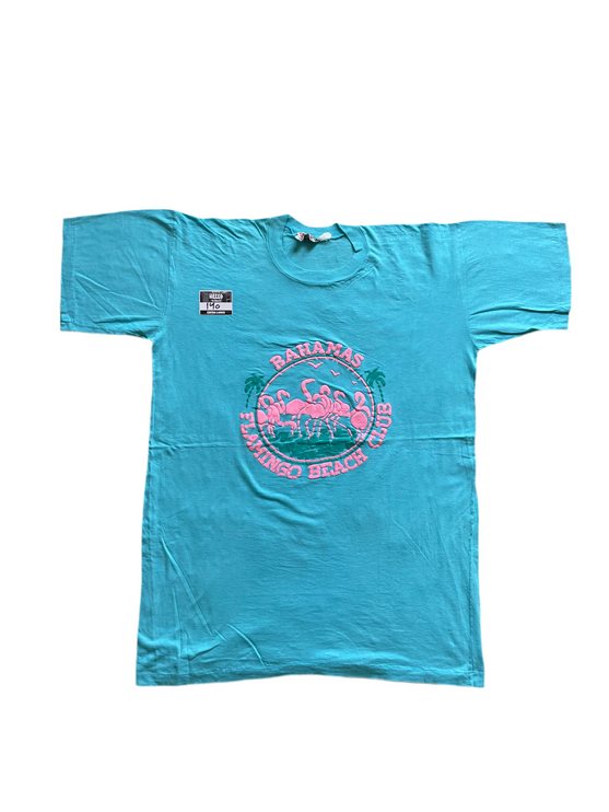 Bahamas flamingo beach club single-stitched tee