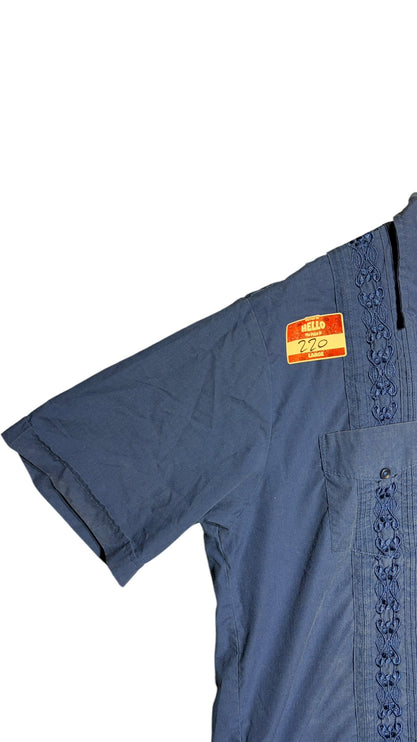Short Sleeve Embroidered Guayabera Button Down Shirt