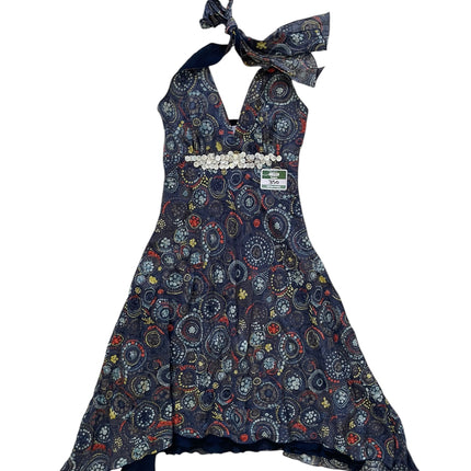 Abstract halter dress with beaded shells
