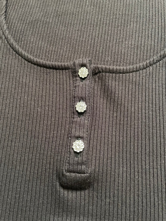 Guess black ribbed tee