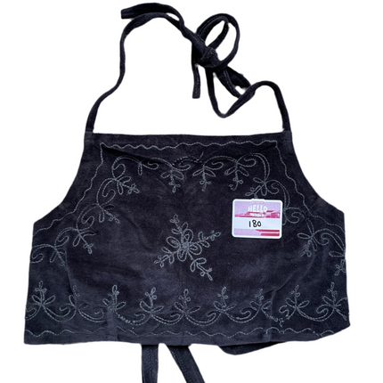 Black velvet embroidered halter top