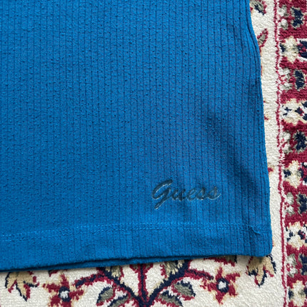 Guess blue ribbed chest cut-out tee