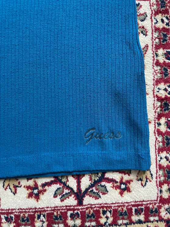 Guess blue ribbed chest cut-out tee