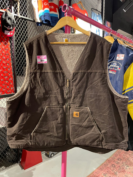 Brown carhartt wool lined vest