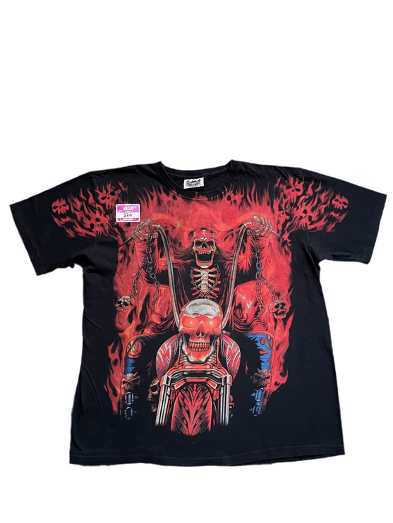 Grim reaper on motorcycle aop tee