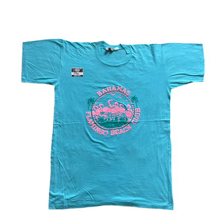 Bahamas flamingo beach club single-stitched tee