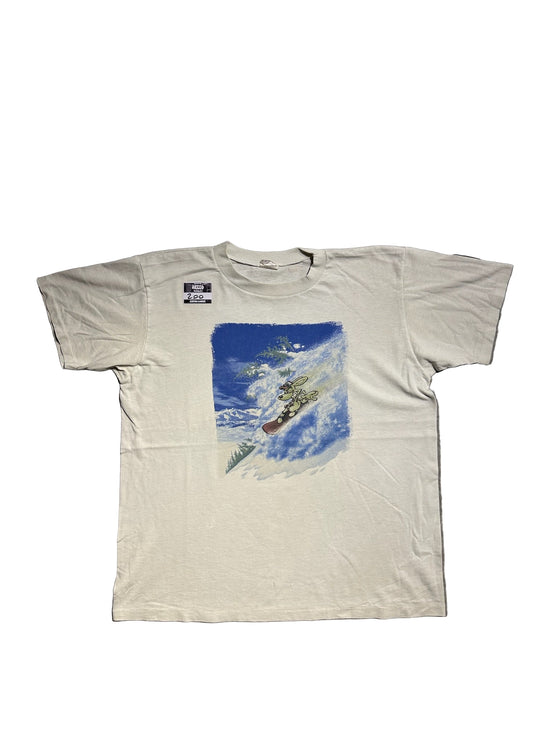 Single-stitched snowboarding dog tee