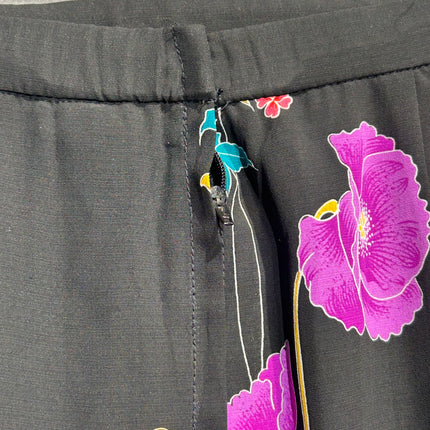 Vintage Black Floral Pencil Skirt