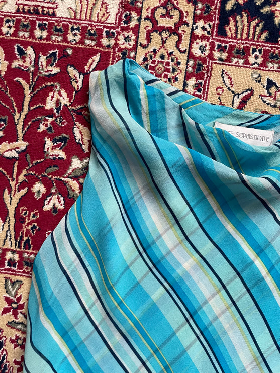 Blue chiffon cowl neck top