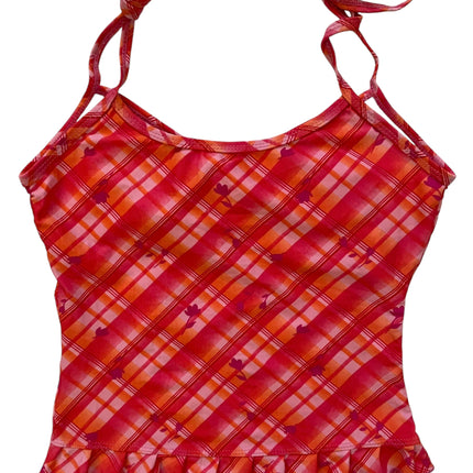 Pink plaid tankini top