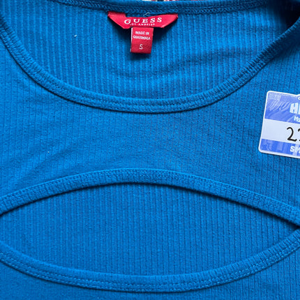 Guess blue ribbed chest cut-out tee