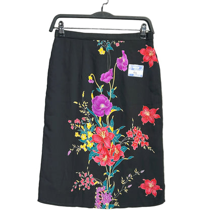 Vintage Black Floral Pencil Skirt