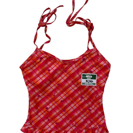 Pink plaid tankini top