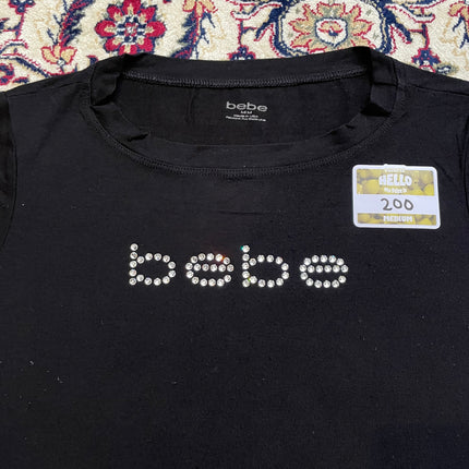 Bebe swarovski logo tee