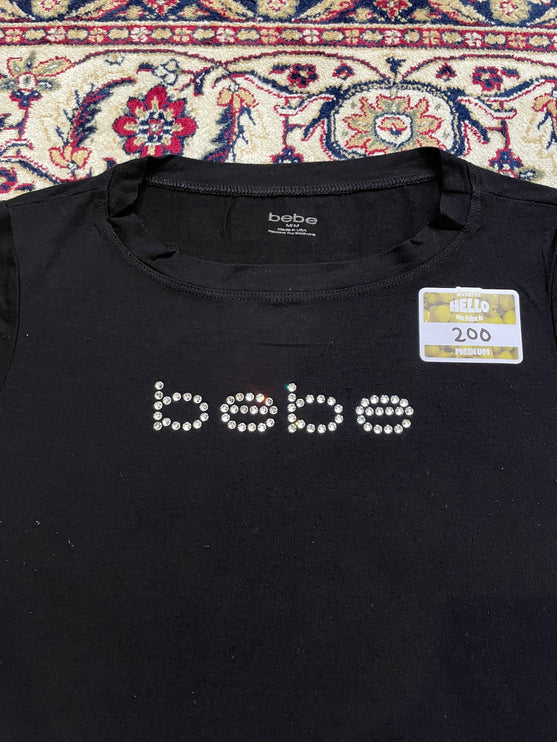 Bebe swarovski logo tee