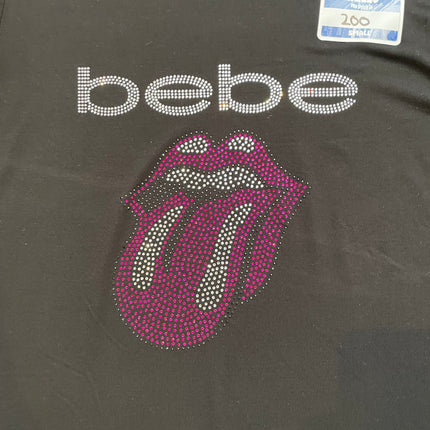 Bebe rhinestone tongue logo tee