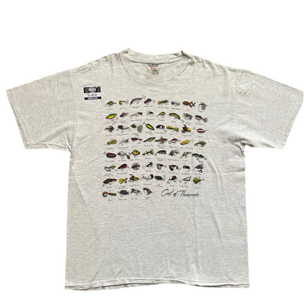 Single-stitched cast of thousands fishing bait tee