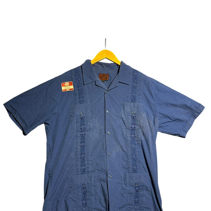 Short Sleeve Embroidered Guayabera Button Down Shirt