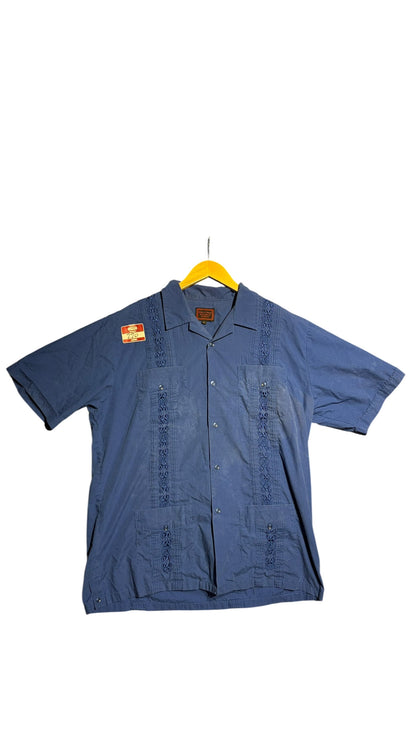 Short Sleeve Embroidered Guayabera Button Down Shirt