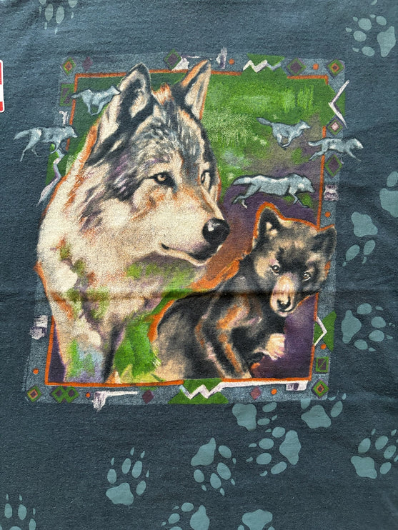 Hanes Beefy Wolf print single-stitched tee