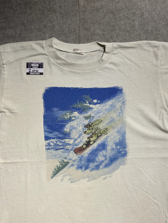 Single-stitched snowboarding dog tee