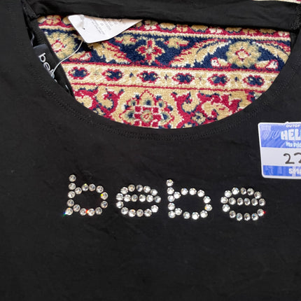 Bebe Swarovski logo back cut-out tee