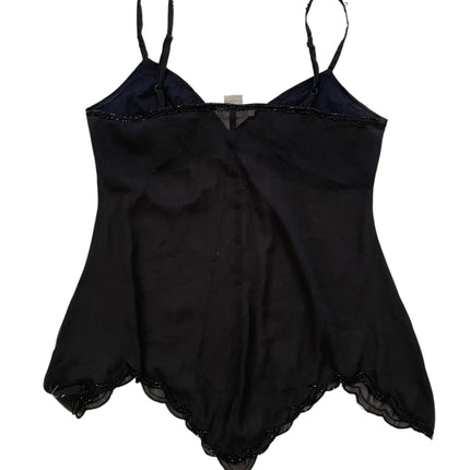Sheer chiffon asymmetrical beaded top