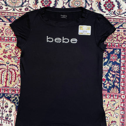 Bebe swarovski logo tee