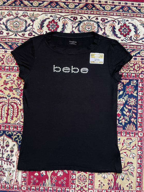 Bebe swarovski logo tee