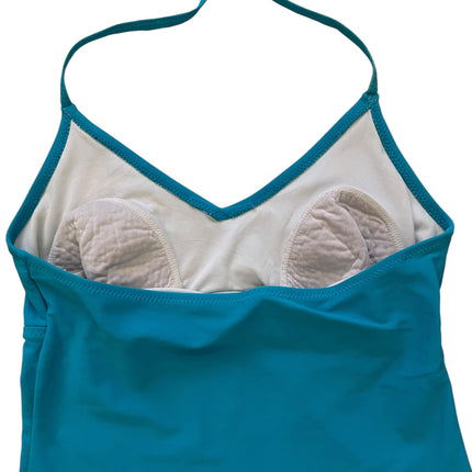 Blue tankini top and sequins coverup skirt set