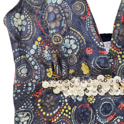 Abstract halter dress with beaded shells