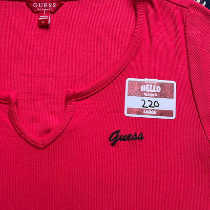Guess red ribbed tee