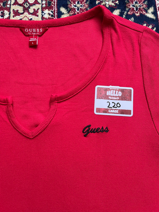 Guess red ribbed tee