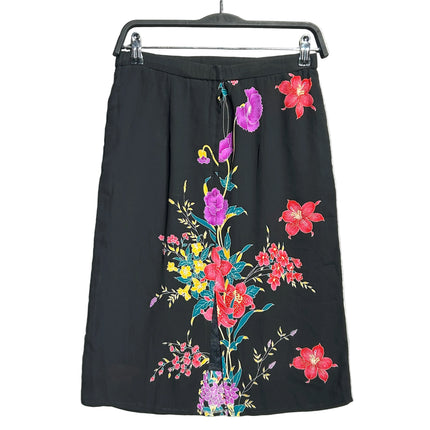 Vintage Black Floral Pencil Skirt