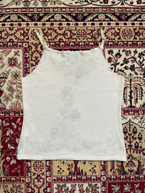 White flower embroidered top