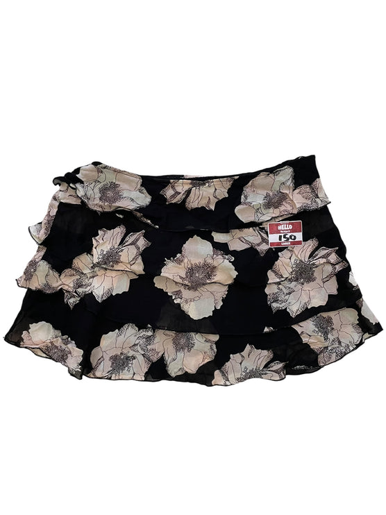 Black floral ruffled skirt