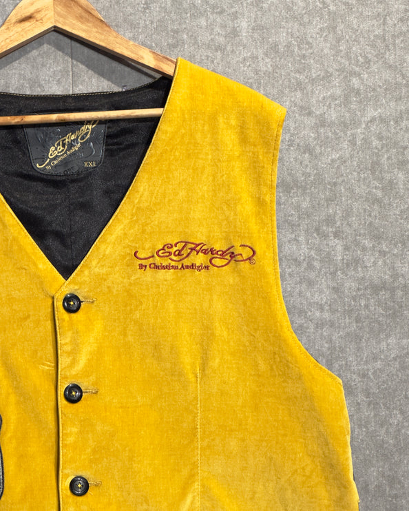 Ed Hardy Yellow Suede Vest