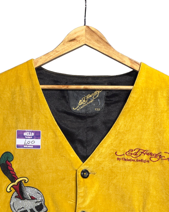 Ed Hardy Yellow Suede Vest