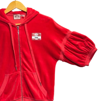Juicy Couture Red Velour Zip-Up Hoodie