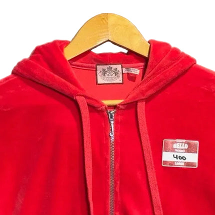 Juicy Couture Red Velour Zip-Up Hoodie