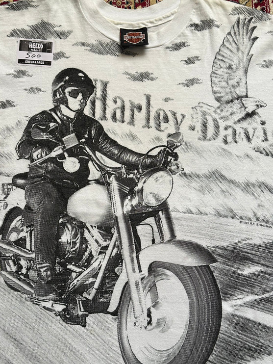 1991 RARE AOP HARLEY-DAVIDSON FLAGSTAFF TEE