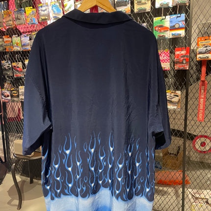 Blue flames bowling shirt