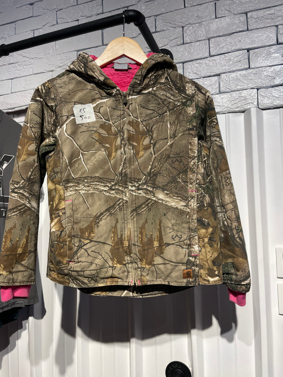 Kids Carhartt Jacket with Pink Fleece Lining