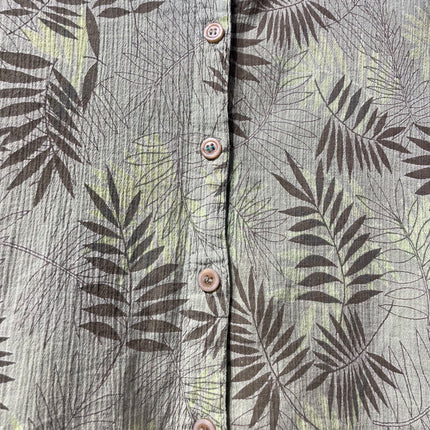 green leaves linen short-sleeve shirt