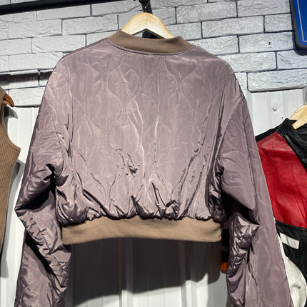 lavender quilted bomber jacket