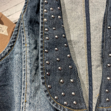 embezelled denim vest