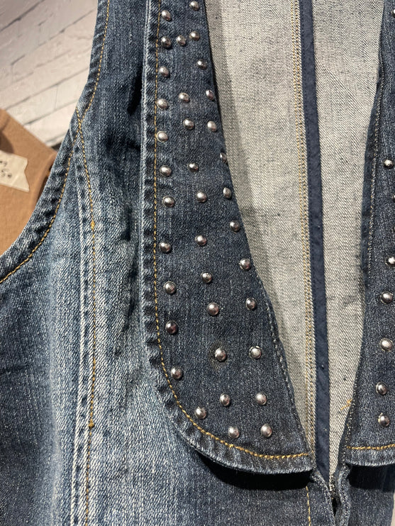 embezelled denim vest