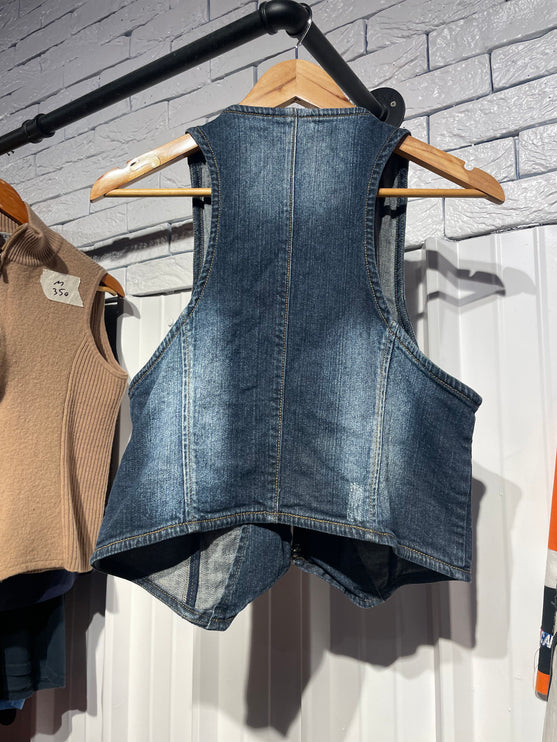 embezelled denim vest