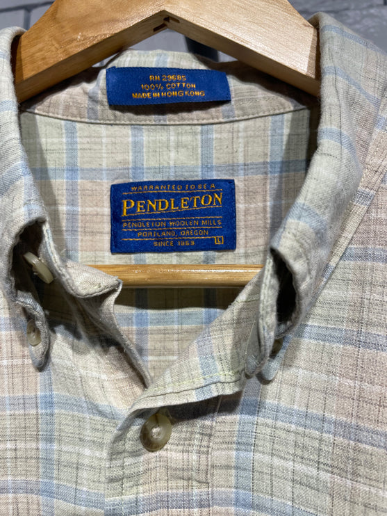 Pendleton short-sleeved plaid button-up shirt