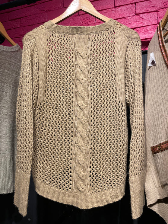 Crochet Brown Wool Sweater